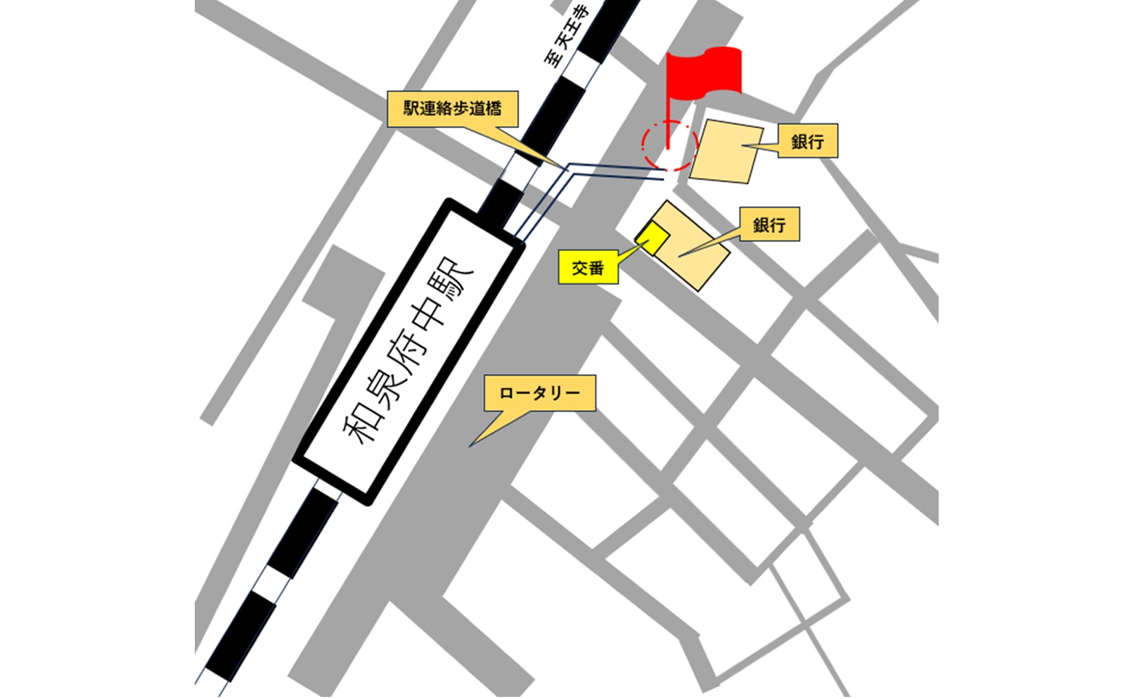 和泉府中駅のスクールバス乗降場所の地図