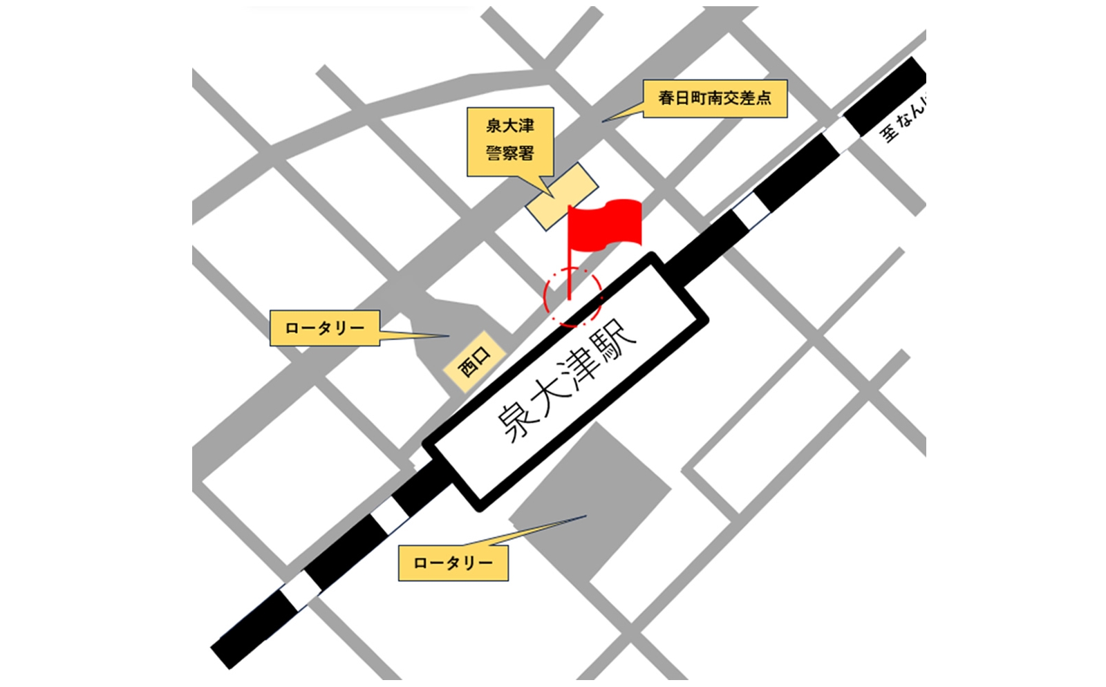 泉大津駅のスクールバス乗降場所の地図